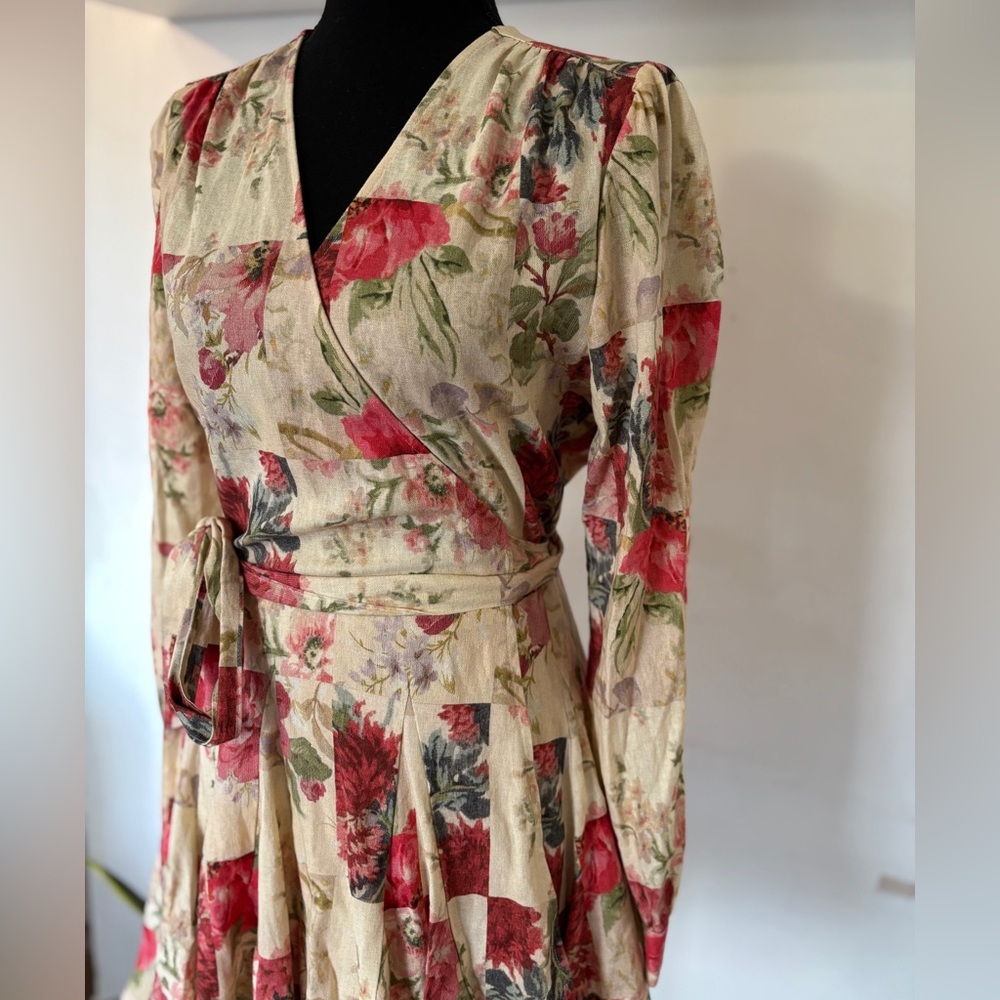 Sézane Solana dress in a mini floral patchwork linen blend size 38 US 6 - Picture 4 of 10